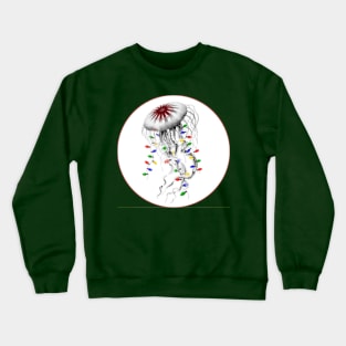 Jellyfish with festive Christmas lights Crewneck Sweatshirt